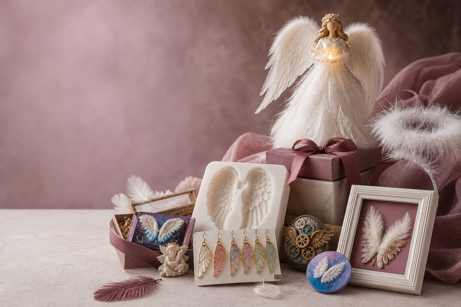 Angel feather gifts, decor and craft picks