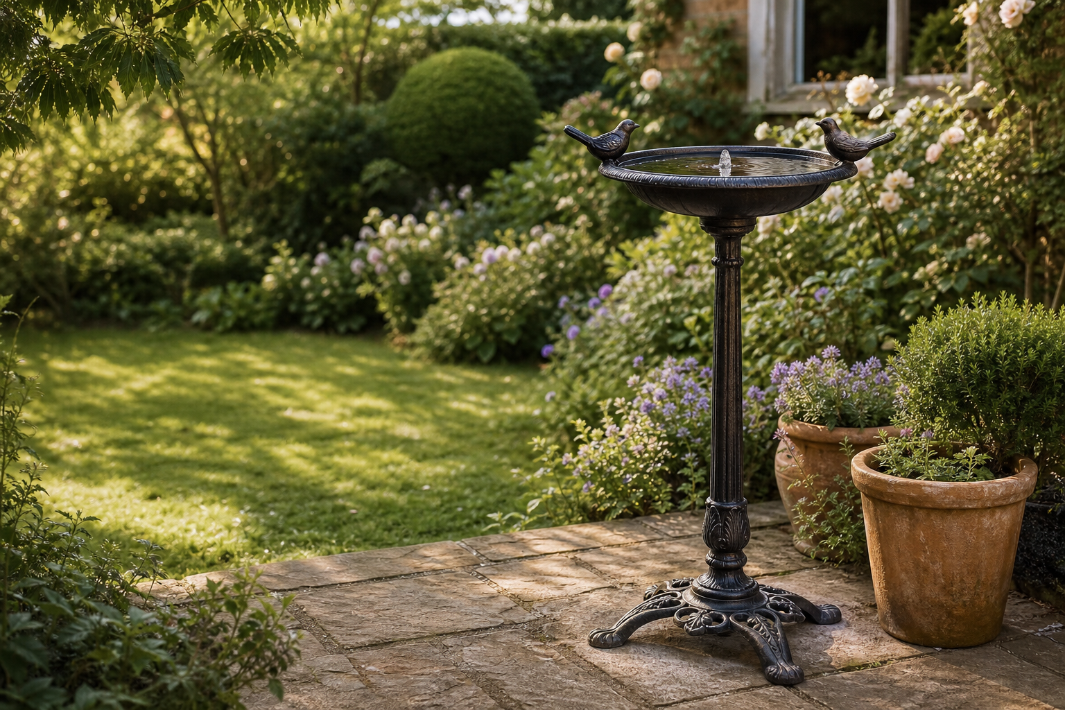 Elegant bird baths chosen for real outdoor spaces