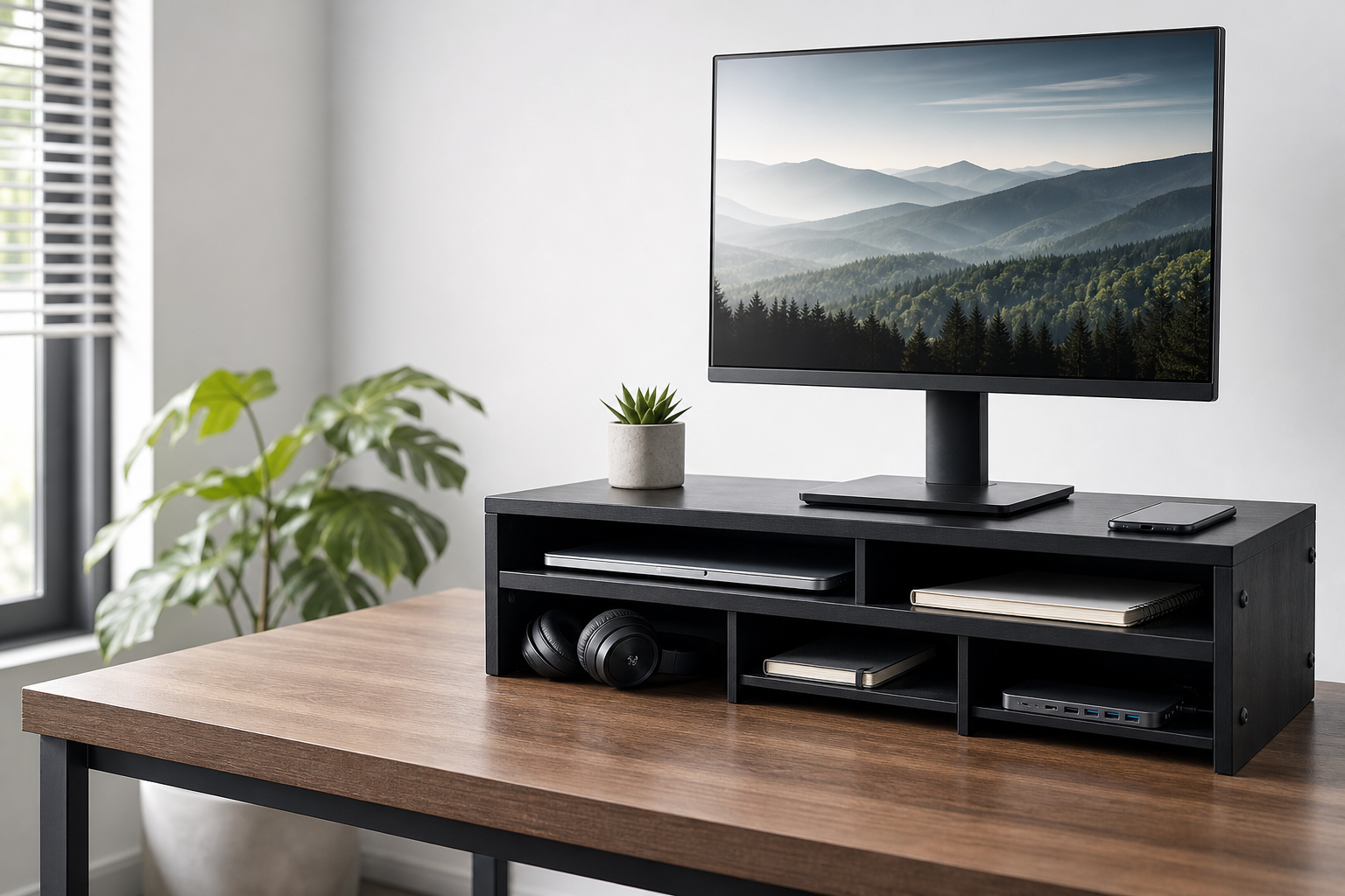 Computer desk shelves for tidier workspaces