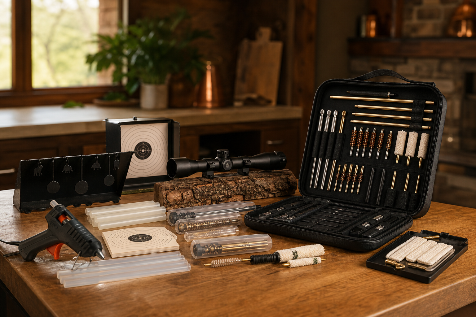 Gun accessories, scopes and cleaning kits